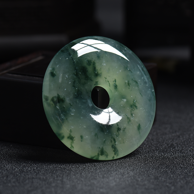 冰糯种飘蓝花翡翠平安扣挂件 - 红掌柜