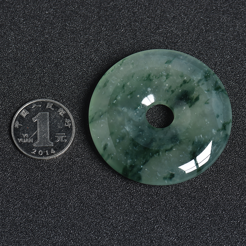 缅甸天然冰糯种飘蓝花翡翠平安扣吊坠 - 红掌柜