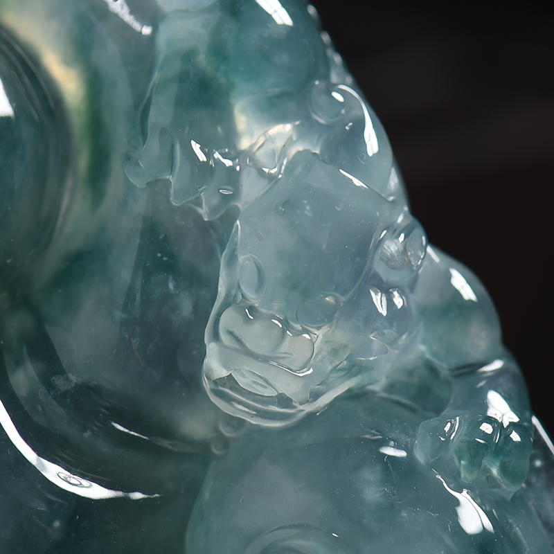 缅甸天然冰糯种翡翠如意挂件 - 红掌柜