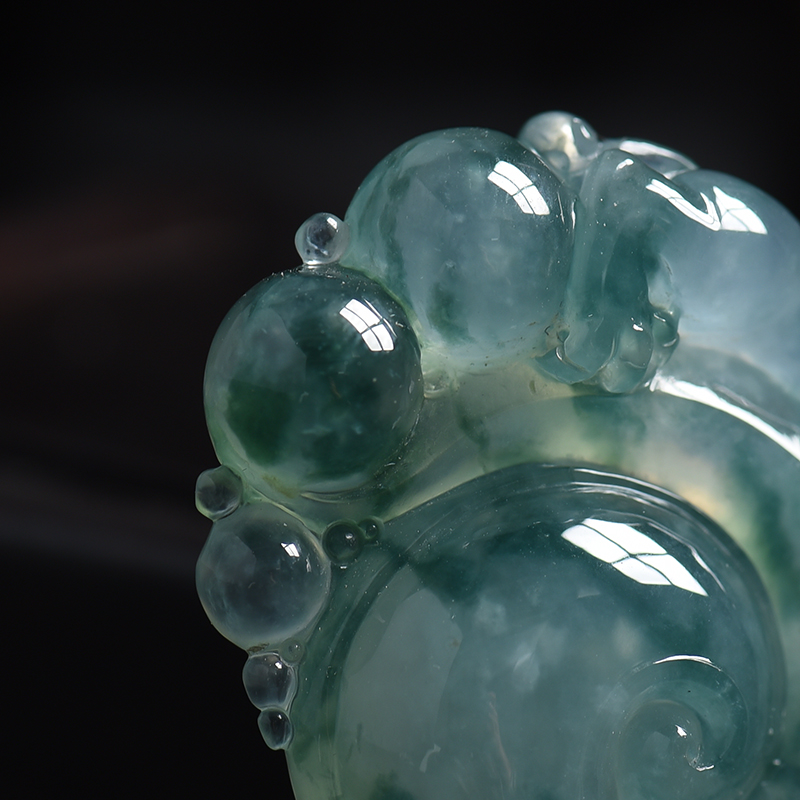 缅甸天然冰糯种飘蓝花翡翠挂件 - 红掌柜