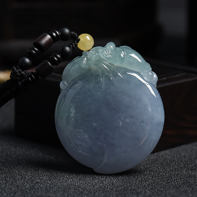 缅甸天然冰糯种翡翠寿桃挂件 - 红掌柜