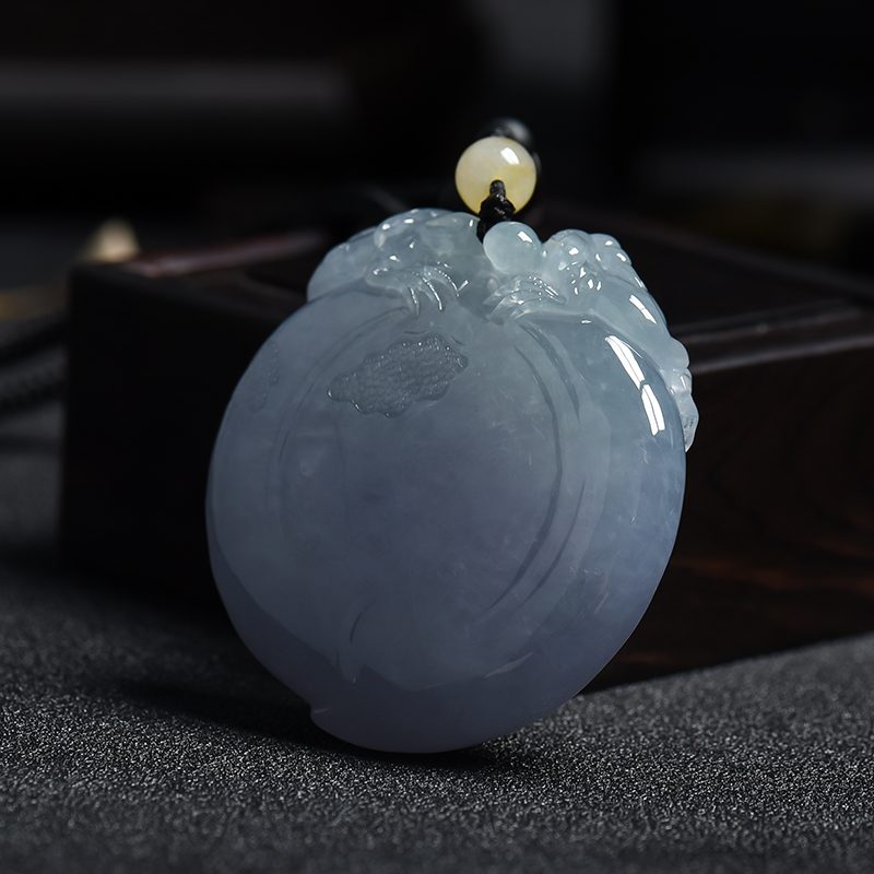 天然冰糯种春色翡翠寿桃挂件 - 红掌柜