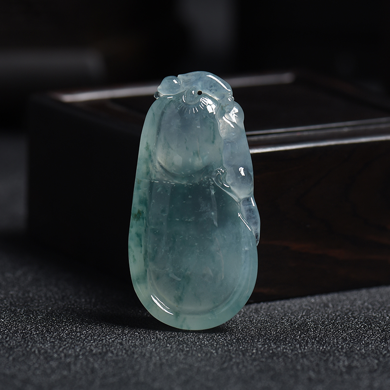 缅甸冰糯种飘蓝花翡翠福瓜挂件 - 红掌柜