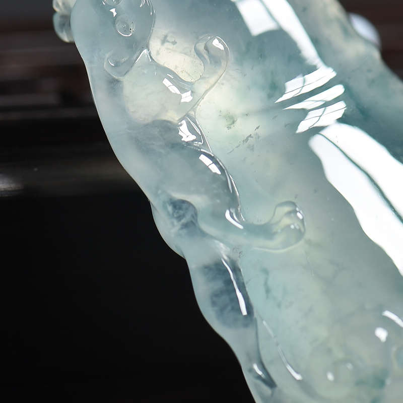 缅甸天然冰糯种飘蓝花翡翠挂件 - 红掌柜