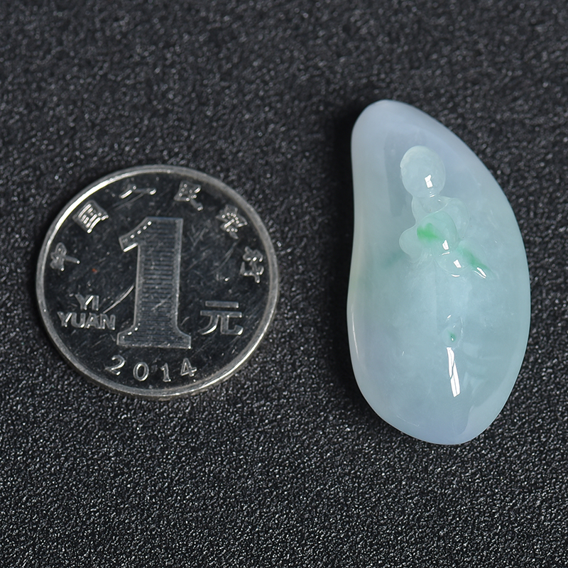 冰糯种带翠翡翠挂件 - 红掌柜