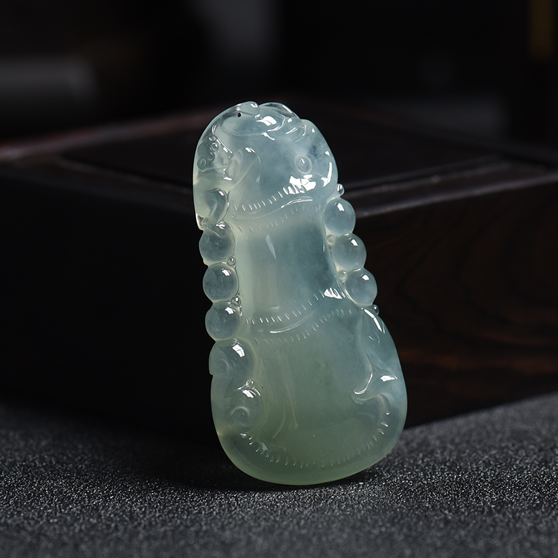 天然冰糯种翡翠竹节挂件 - 红掌柜