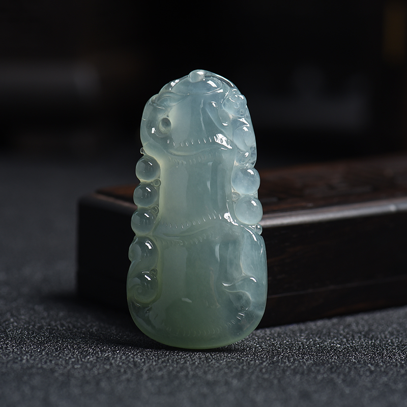 缅甸A货天然冰糯种翡翠竹节挂件 - 红掌柜
