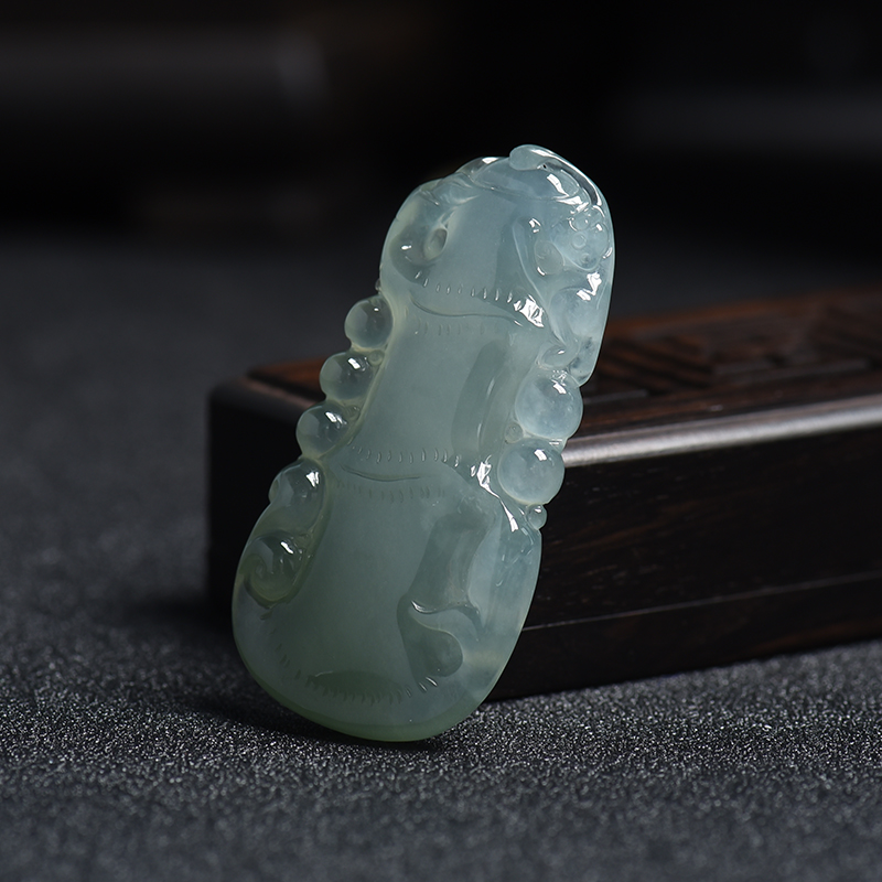 A货天然冰糯种翡翠竹节挂件 - 红掌柜