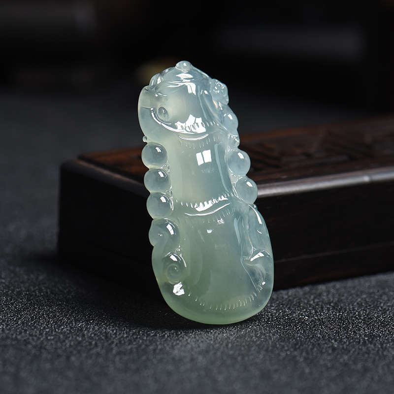 天然冰糯种翡翠竹节挂件 - 红掌柜