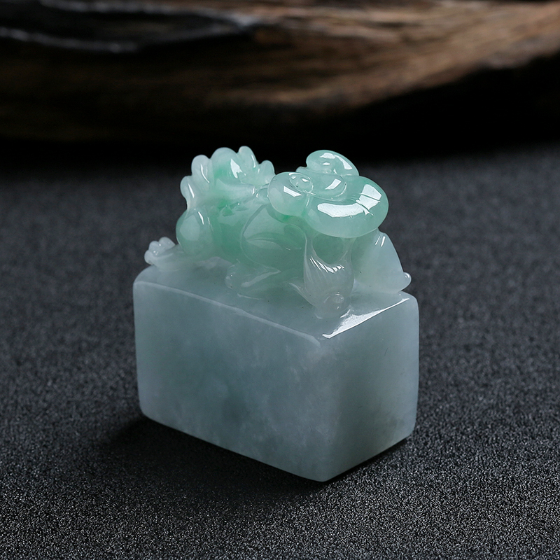 浅绿翡翠貔貅印章 - 红掌柜