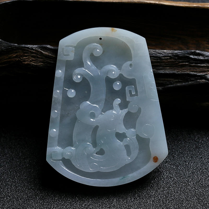 糯种翡翠龙凤牌挂件 - 红掌柜