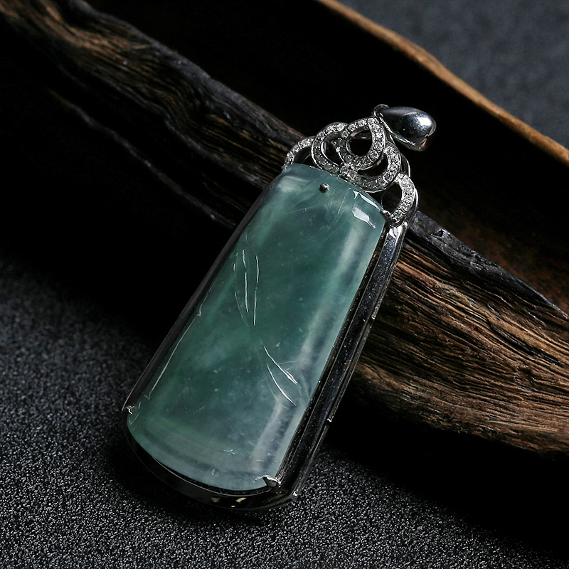 冰糯种飘花竹节翡翠吊坠 - 红掌柜