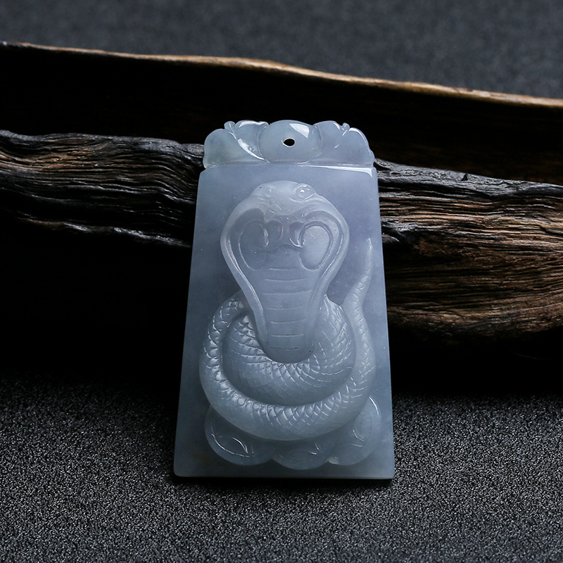 缅甸天然糯种紫罗兰翡翠生肖蛇挂件 - 红掌柜