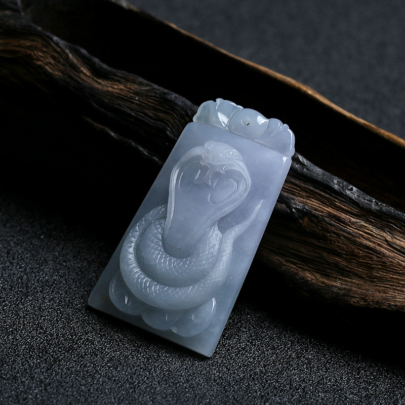 天然糯种紫罗兰翡翠生肖蛇挂件 - 红掌柜