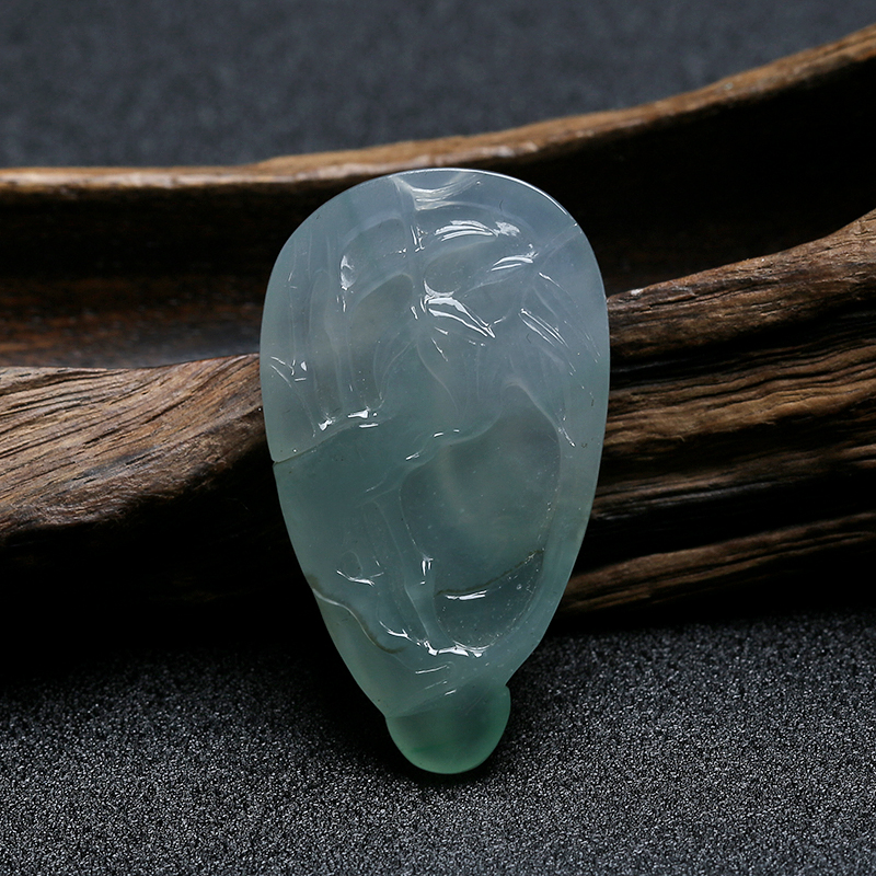 缅甸冰糯种灰绿翡翠求佛挂件 - 红掌柜