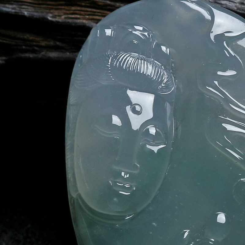 缅甸天然冰糯种翡翠求佛挂件 - 红掌柜