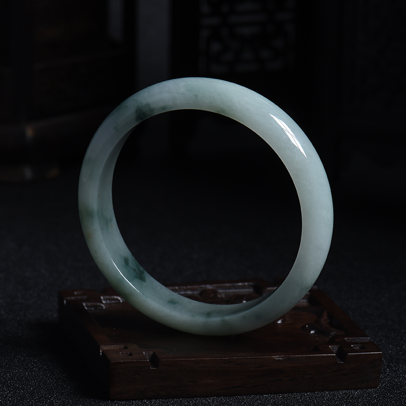 A货天然糯种飘花翡翠平安镯 - 红掌柜