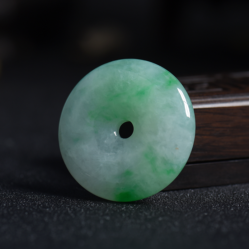 A货天然冰糯种飘翠翡翠平安扣挂件 - 红掌柜