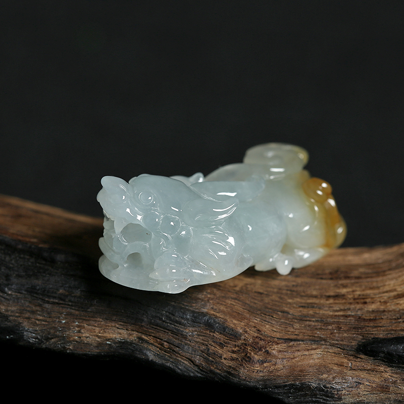 缅甸冰糯种黄翡翡翠貔貅吊坠-红掌柜