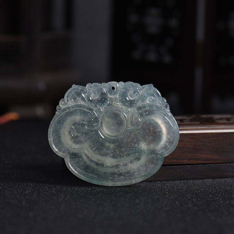 高冰种翡翠如意锁吊坠 - 红掌柜