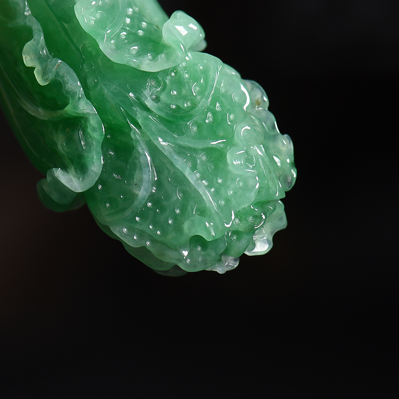 缅甸天然糯种翡翠百财吊坠-红掌柜