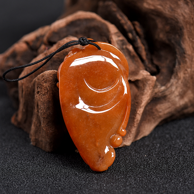 红翡翡翠弥勒佛吊坠 - 红掌柜