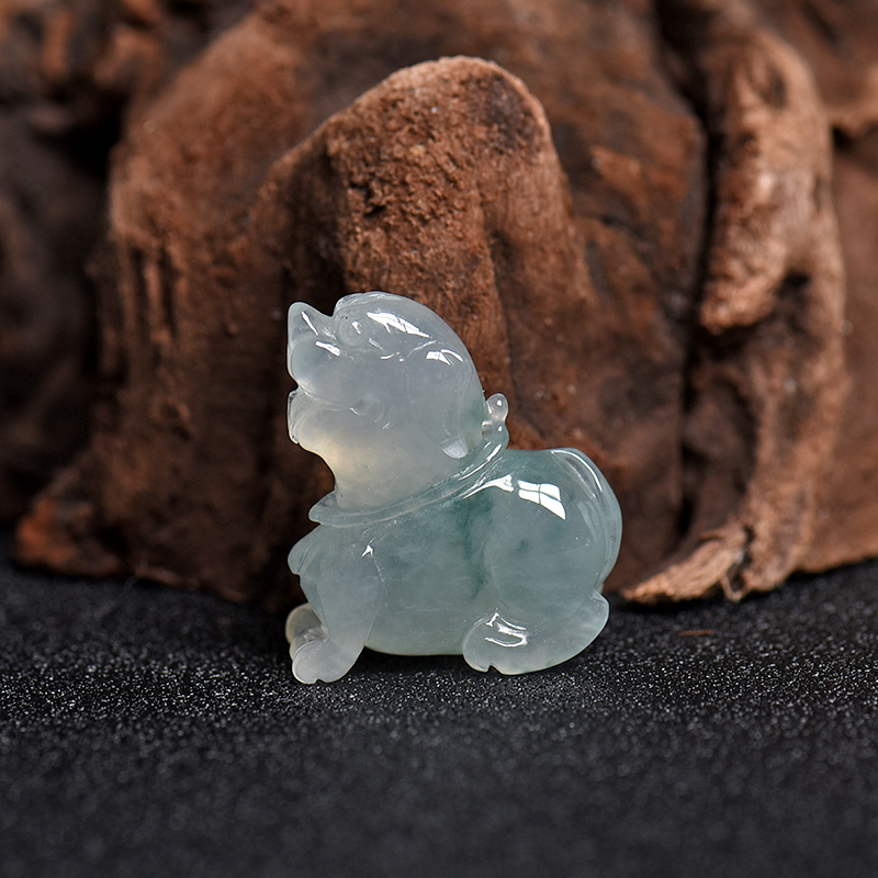 天然糯冰种飘花翡翠旺财吊坠 - 红掌柜