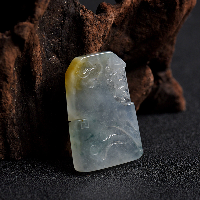 天然冰种俏色翡翠龙凤呈祥吊坠 - 红掌柜