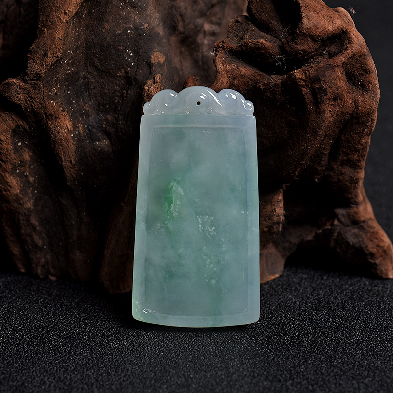 飘翠翡翠平安无事牌吊坠 - 红掌柜