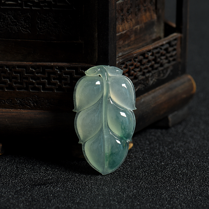天然缅甸糯种飘花翡翠金枝玉叶吊坠-红掌柜