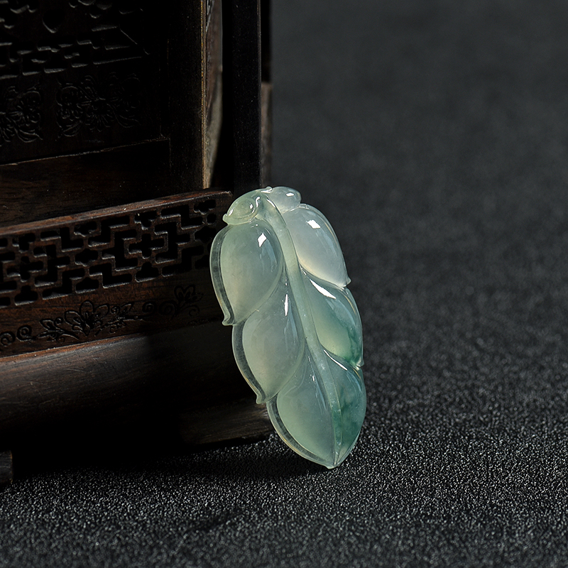 缅甸糯种飘花翡翠金枝玉叶吊坠-红掌柜