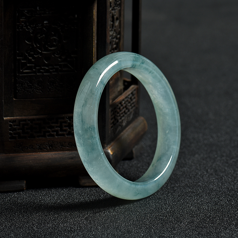 缅甸57.6mm糯冰种飘花翡翠手镯-红掌柜