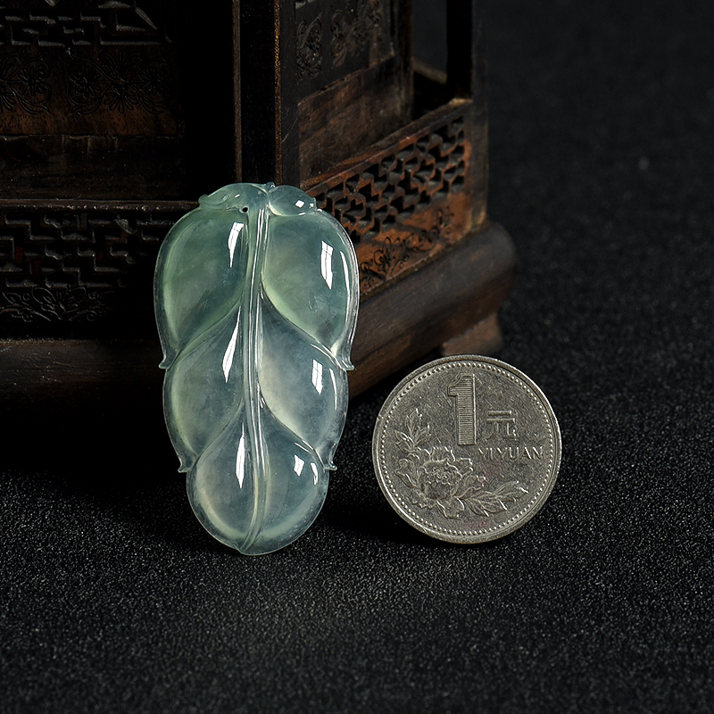 天然糯冰种飘花翡翠金枝玉叶吊坠-红掌柜
