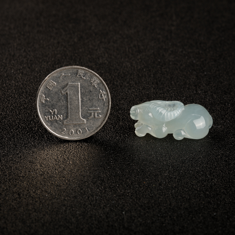 糯冰种无色翡翠吊坠-红掌柜