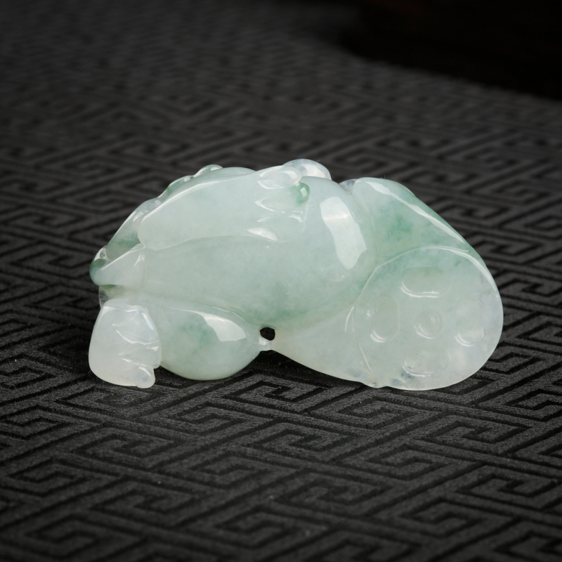 缅甸天然飘花翡翠貔貅吊坠-红掌柜