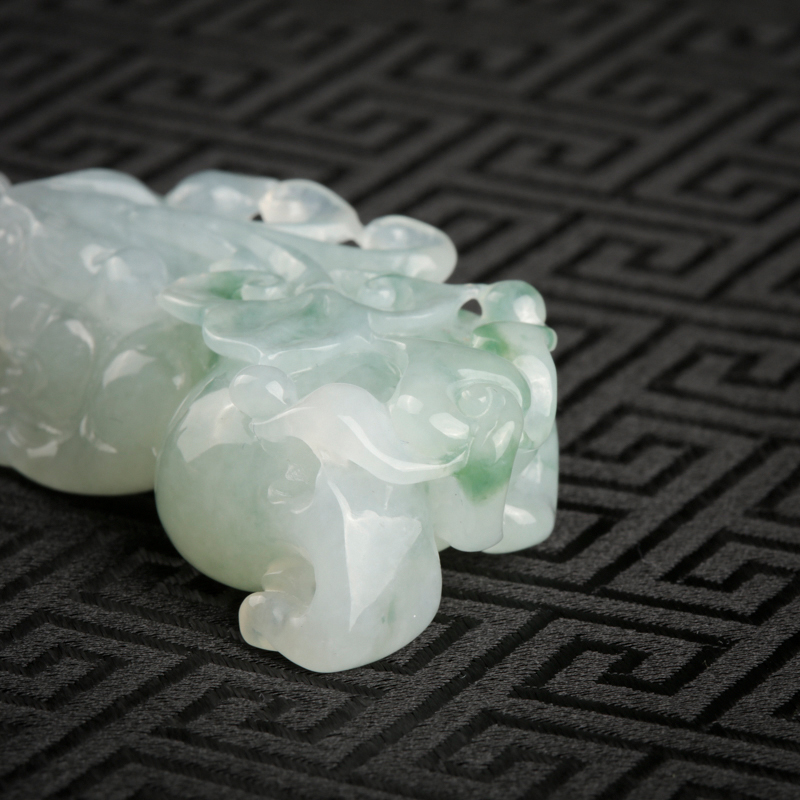 缅甸天然糯种飘花翡翠吊坠-红掌柜