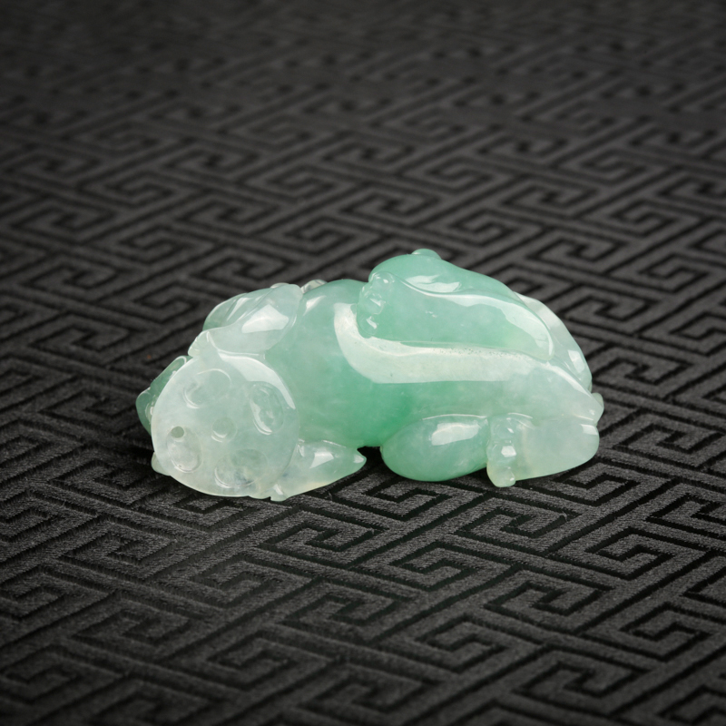 缅甸天然蓝绿翡翠貔貅吊坠-红掌柜