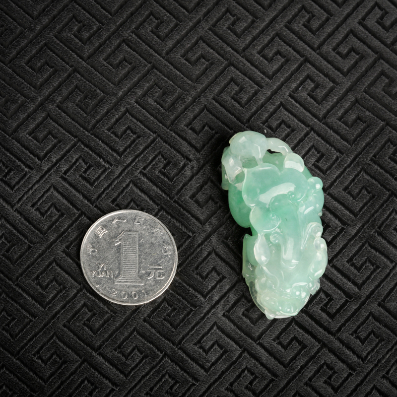 糯种蓝绿翡翠吊坠-红掌柜