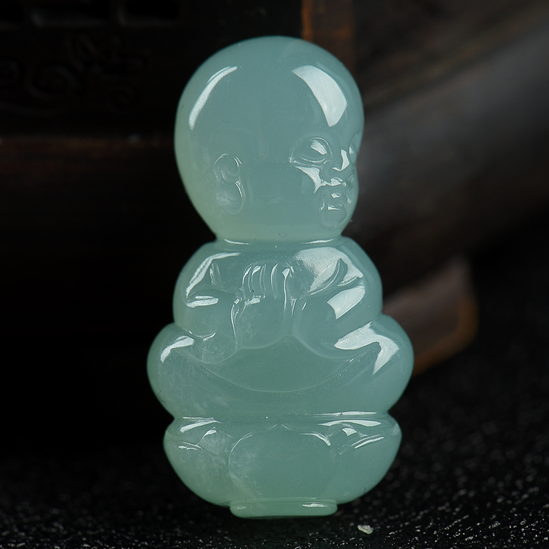 缅甸翡翠沙弥吊坠-红掌柜