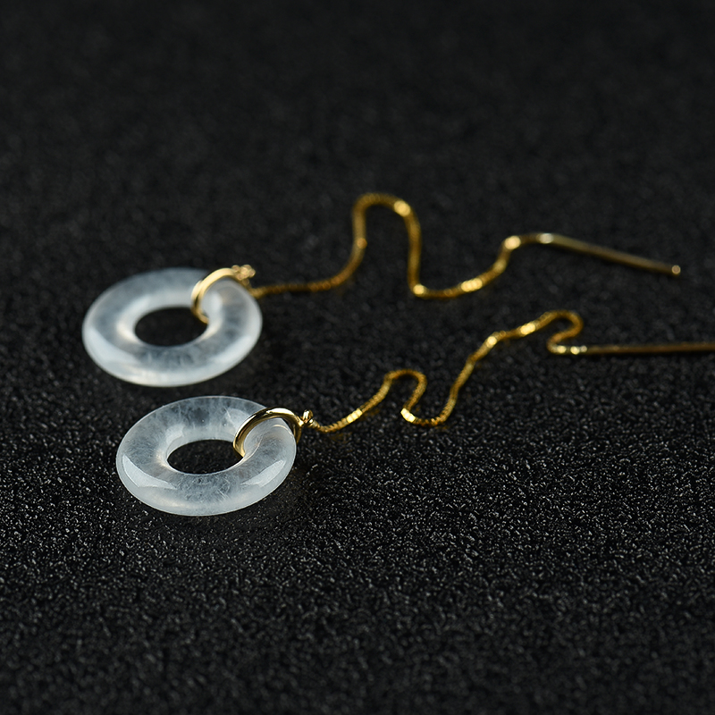 冰种翡翠平安扣耳线-红掌柜