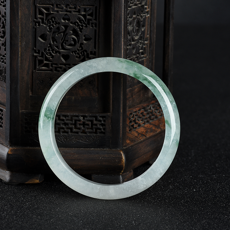 57.5mm糯冰种飘花翡翠手镯-红掌柜