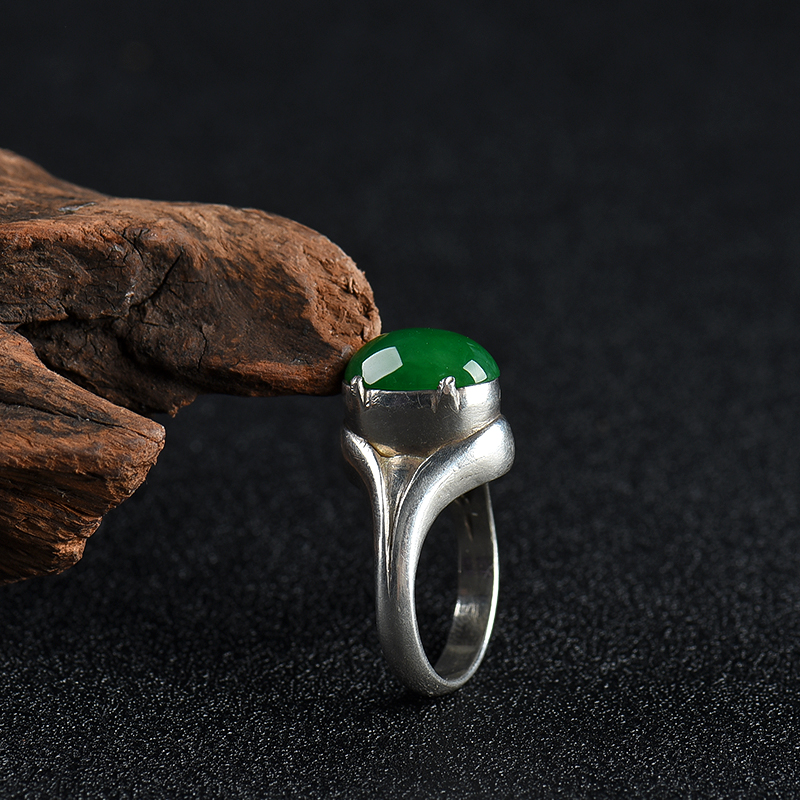 糯冰种翡翠戒面-红掌柜