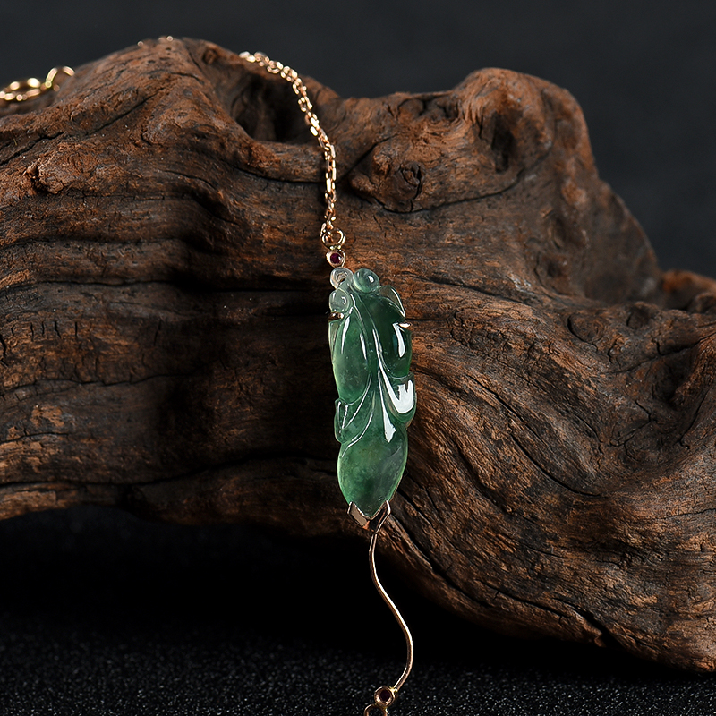 18K糯冰种飘花翡翠金鱼手链-红掌柜