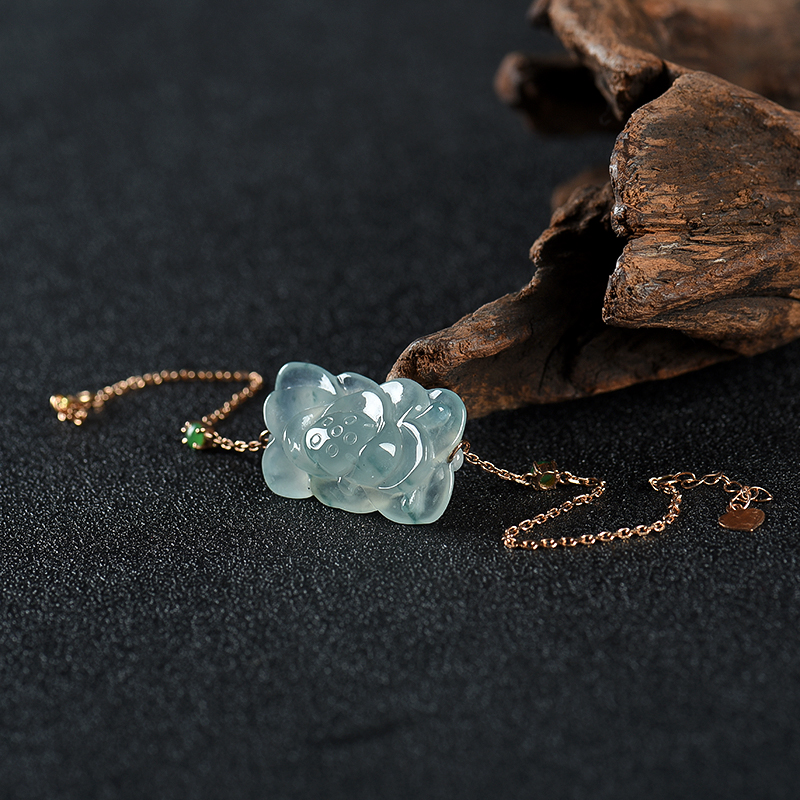 飘花翡翠莲花手链-红掌柜