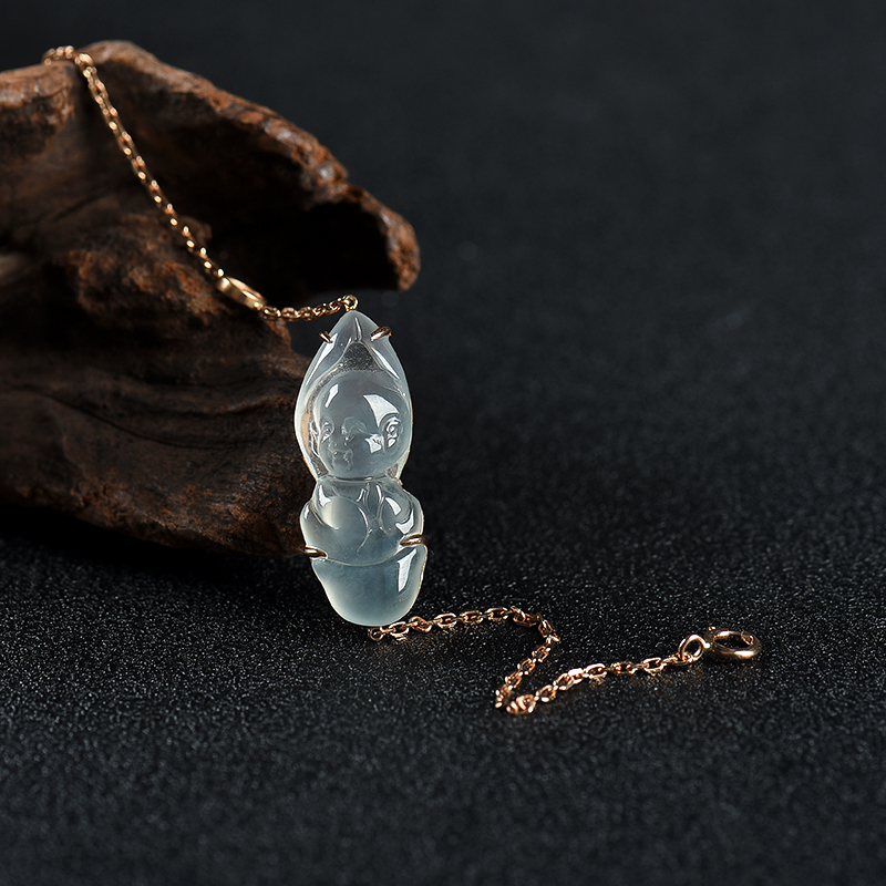 18K冰种翡翠宝宝佛手链-红掌柜