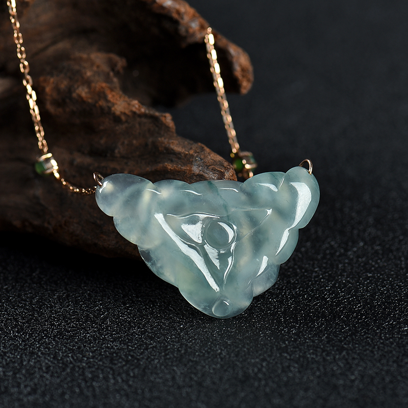 糯冰种翡翠莲花项链-红掌柜