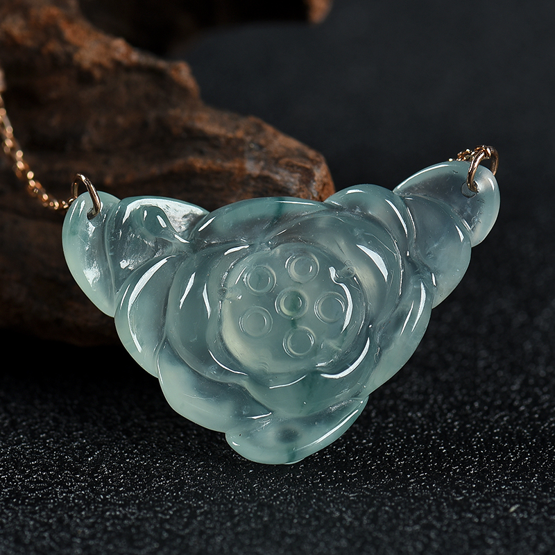 天然翡翠莲花项链-红掌柜