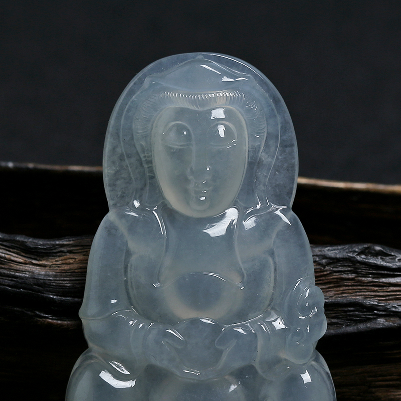 缅甸天然冰糯种浅绿翡翠吊坠-红掌柜