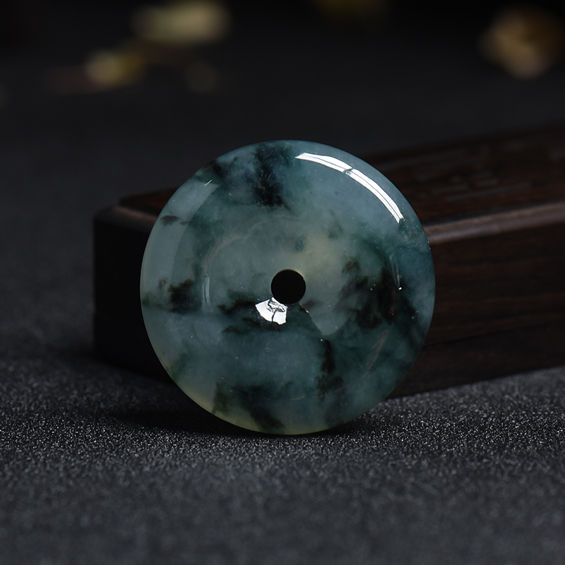 缅甸冰糯种飘花翡翠平安扣吊坠-红掌柜