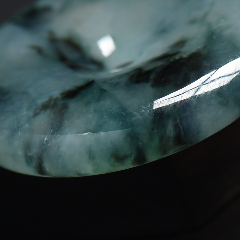 缅甸冰糯种翡翠平安扣吊坠-红掌柜